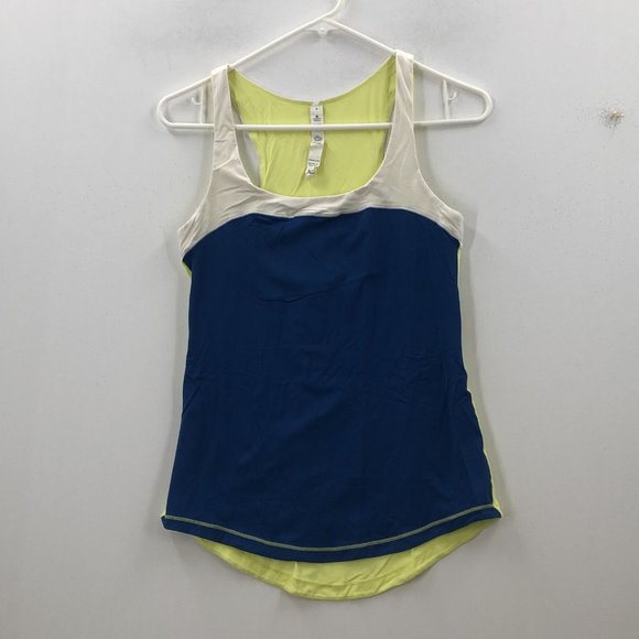 Lululemon First base Blue White First Base Colorblock Racerback Tank Top Sz 6 - Picture 1 of 7